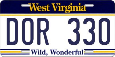 WV license plate DOR330