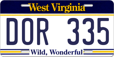 WV license plate DOR335