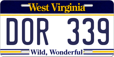 WV license plate DOR339