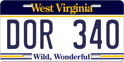 WV license plate DOR340