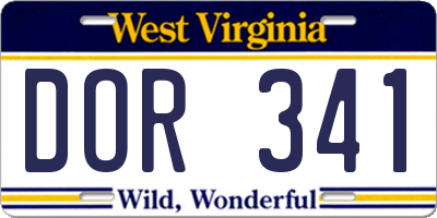 WV license plate DOR341