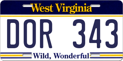 WV license plate DOR343