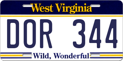 WV license plate DOR344