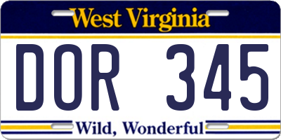 WV license plate DOR345