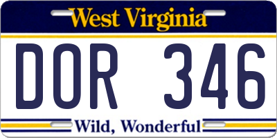 WV license plate DOR346