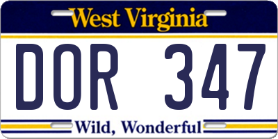 WV license plate DOR347