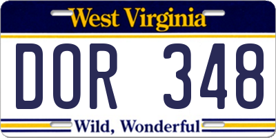 WV license plate DOR348