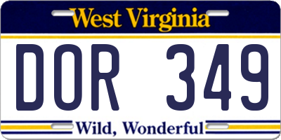 WV license plate DOR349