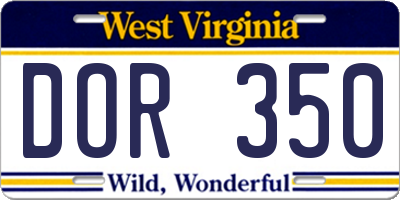 WV license plate DOR350
