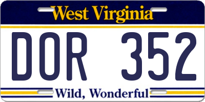 WV license plate DOR352