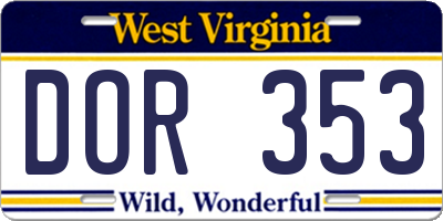 WV license plate DOR353