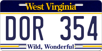 WV license plate DOR354