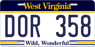 WV license plate DOR358