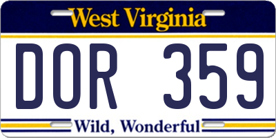 WV license plate DOR359