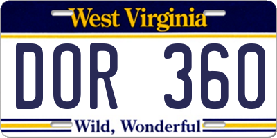 WV license plate DOR360