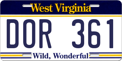 WV license plate DOR361