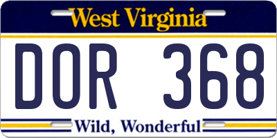 WV license plate DOR368