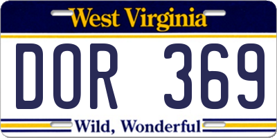 WV license plate DOR369