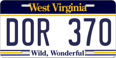 WV license plate DOR370