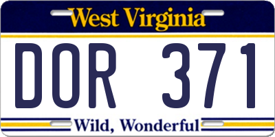 WV license plate DOR371