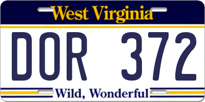 WV license plate DOR372