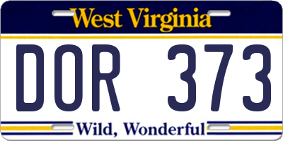 WV license plate DOR373