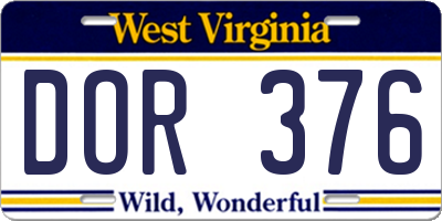 WV license plate DOR376