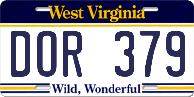 WV license plate DOR379