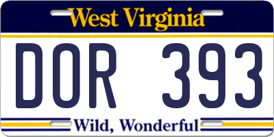 WV license plate DOR393