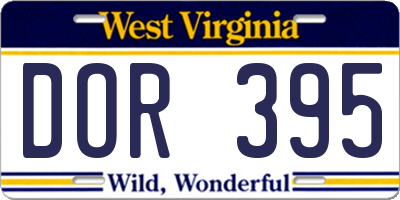 WV license plate DOR395