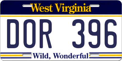 WV license plate DOR396