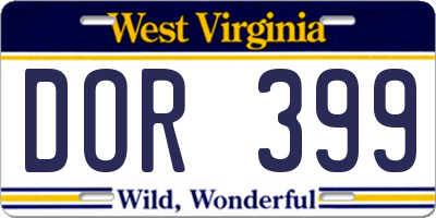 WV license plate DOR399