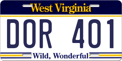 WV license plate DOR401