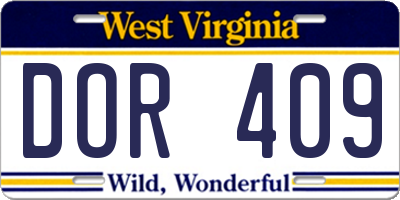 WV license plate DOR409