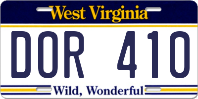 WV license plate DOR410