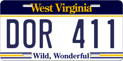 WV license plate DOR411