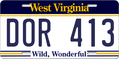 WV license plate DOR413