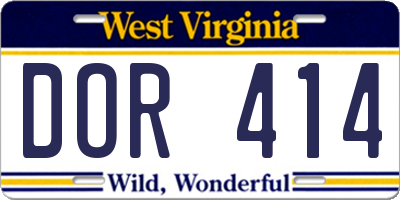 WV license plate DOR414