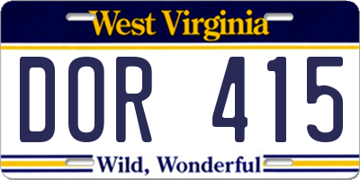 WV license plate DOR415