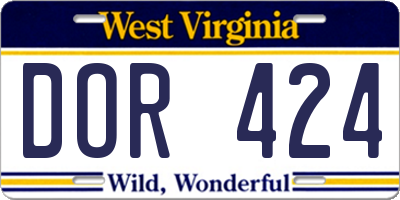 WV license plate DOR424