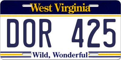 WV license plate DOR425
