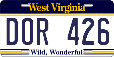 WV license plate DOR426