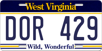 WV license plate DOR429
