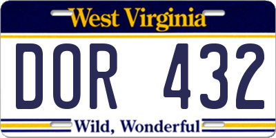WV license plate DOR432