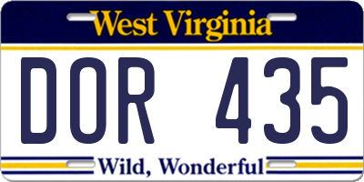 WV license plate DOR435