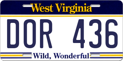 WV license plate DOR436