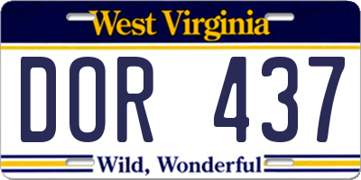 WV license plate DOR437