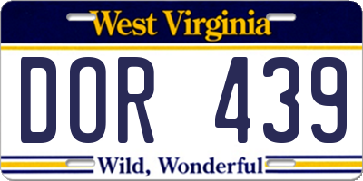 WV license plate DOR439