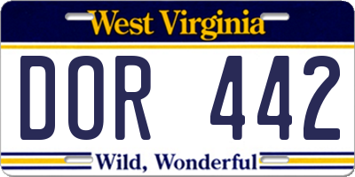 WV license plate DOR442