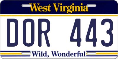 WV license plate DOR443